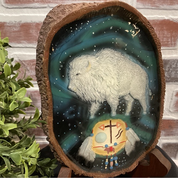 🟡 Stunning Buffalo Indian Headdress Stars & Sky Heavy Resin Wall Decor - Wow - Picture 6 of 11